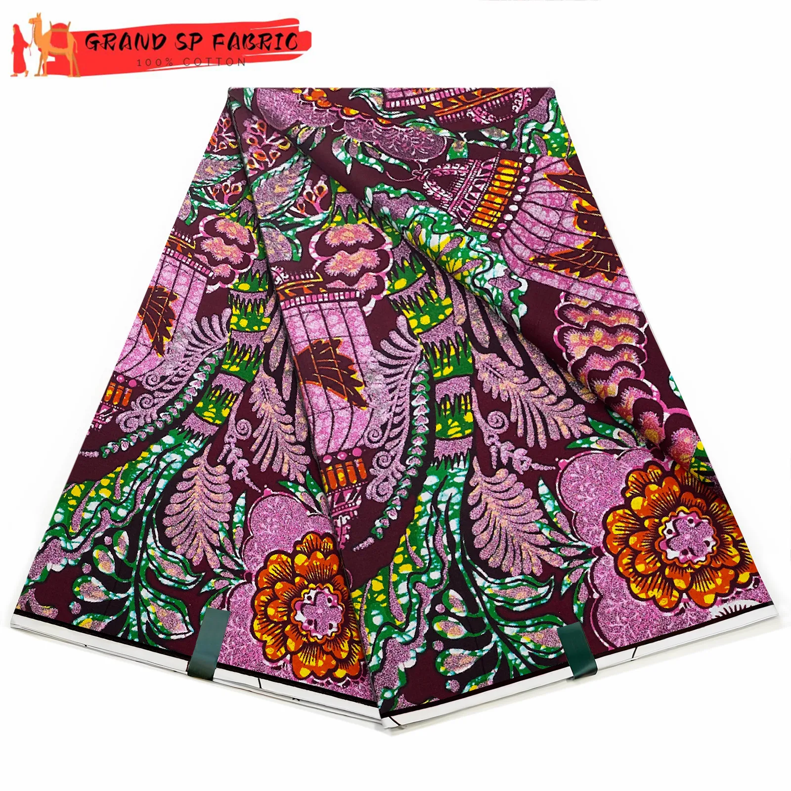 Grand Super African Wax Print Fabric for Sewing Ankara Fabric High Quality 100% Cotton Women's Fabric 6Yards VLS-3171