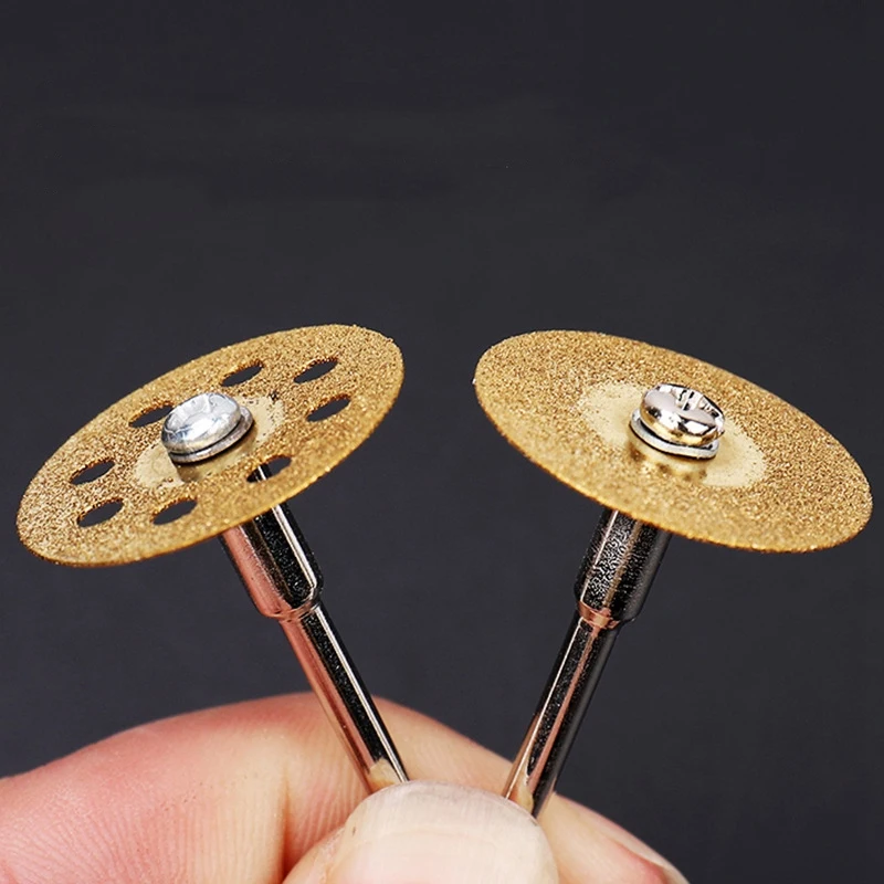 PROMOTION! 10 Pcs Diamond Cutting Wheel Cut Off Discs Coated Rotary Tools Titanium Plated Diamond Wheel WITH/Mandrel