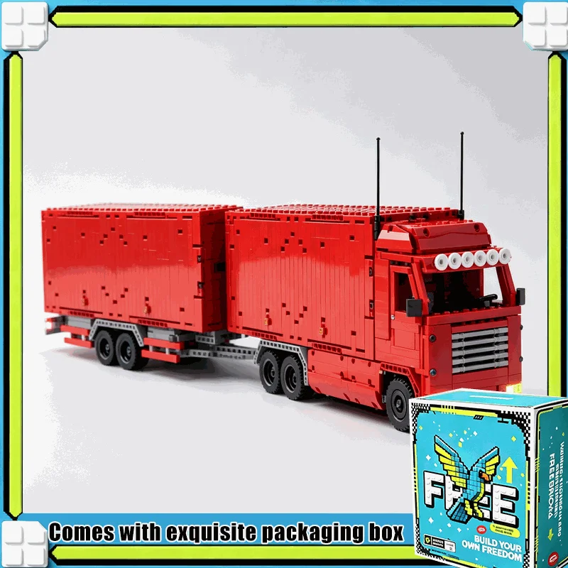 2843PCS MOC Truck With Trailer Building Blocks Winter Container Transport Vehicle Model Creative Assembly Toy Holiday Gift