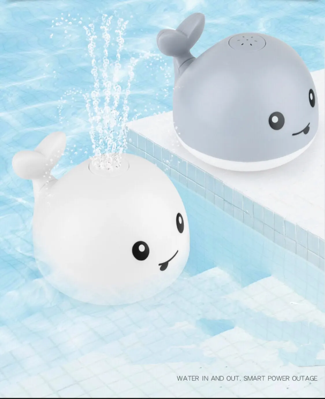 Induction Water Spray Ball Baby Light Bathtub Toy Spray Water Whale Toys Water Reaction Flashing Baby Bathroom Toys