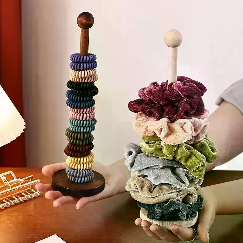 Wooden Hair Band Holder Children Rubber Band Hair Rope Bracelet Storage Rack Display Shelf For Watches Bracelets Scrunchies