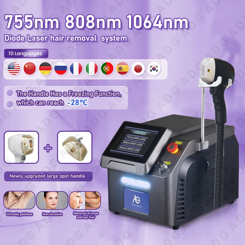 2024 Popular 3 Wavelengths Diode Laser Hair Removal Machine With Newest Handle Best Cooling Painless Permanent Whole Body Usage