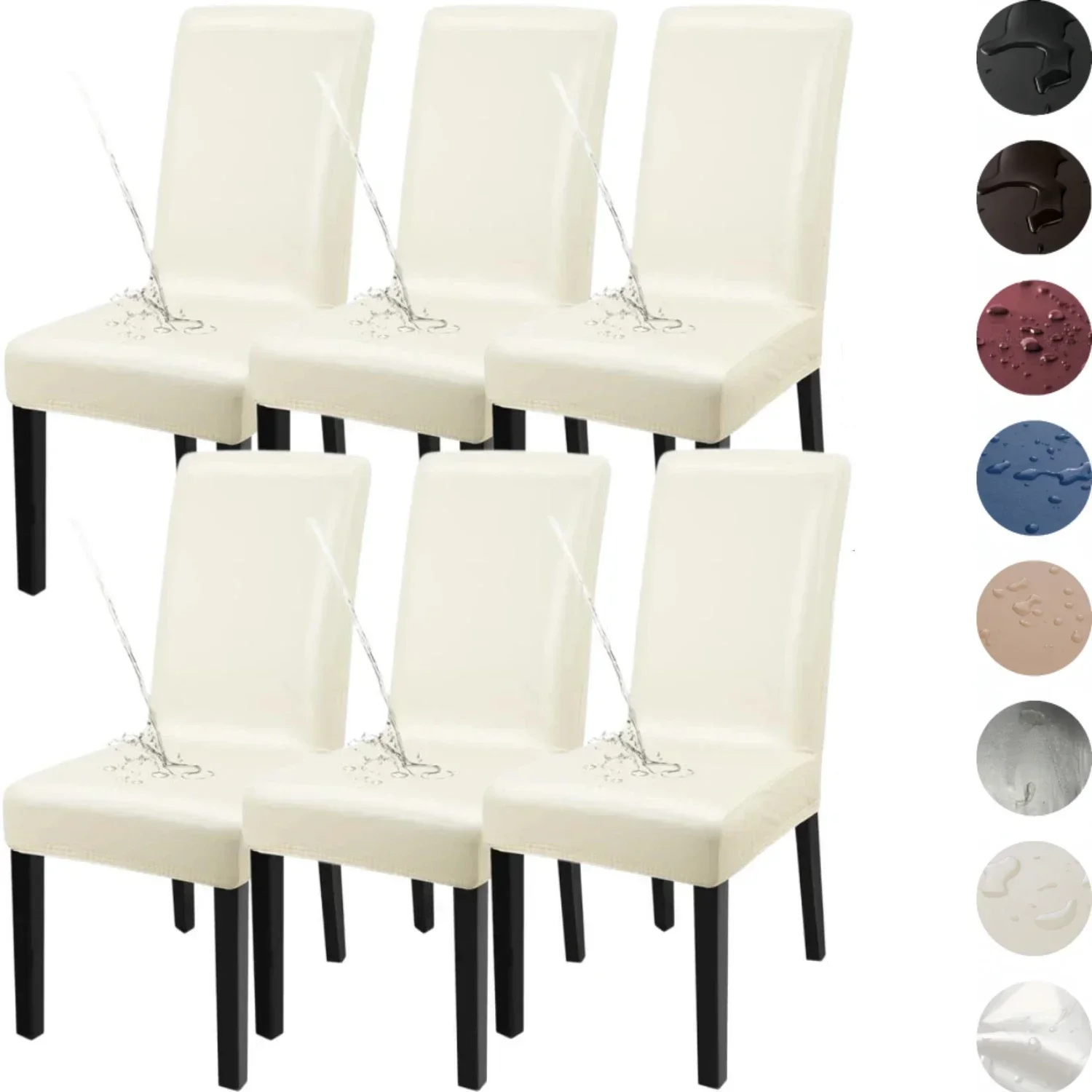 6 Piece PU Leather Chair Cover Protector For Dining Room Waterproof Dining seat Chair Decoration For Hotel Banquet wedding