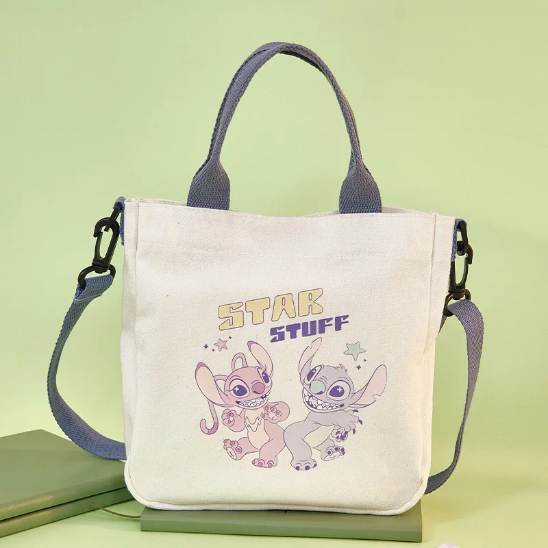 Bolso de hombro de punto de Disney, bandolera de lona con hebilla bonita de dibujos animados de Ángel, bolso informal de mano para estudiantes de gran capacidad, viajero diario