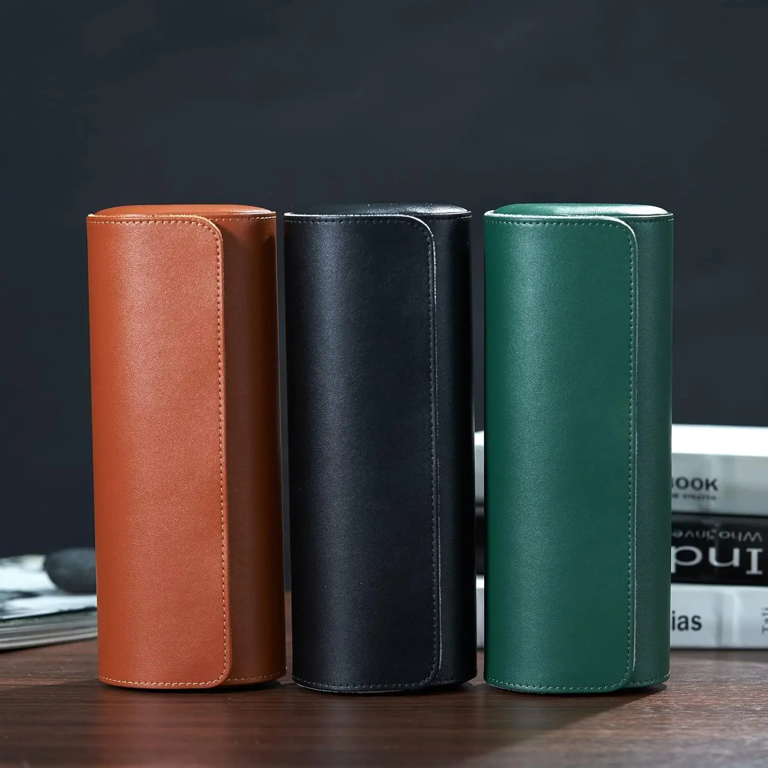 Leather Watch Travel Case - Portable Watch Roll Organizer, Handmade Luxury Gift for Men