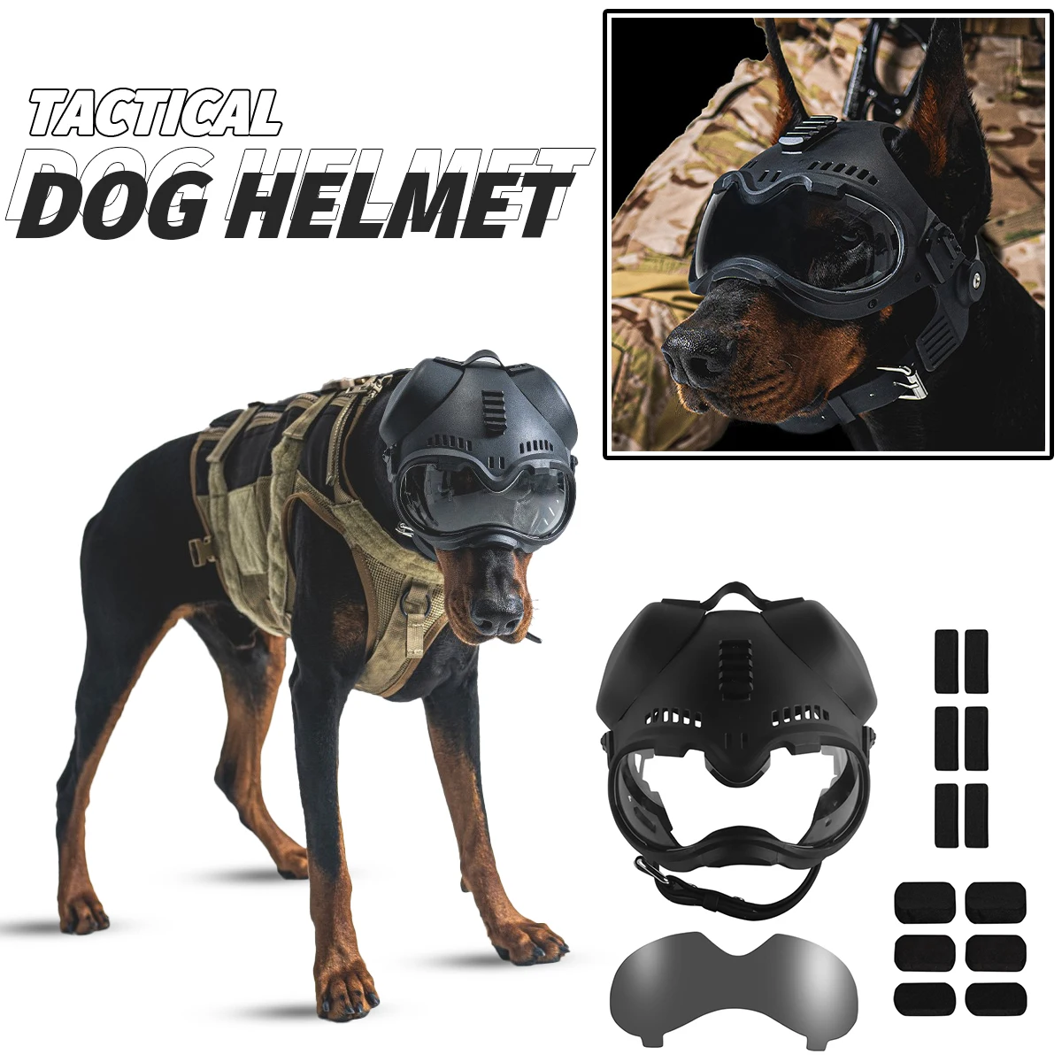 

K9 Dog Tactical Helmet With Picatinny Rail Outdoor Dog Protection Goggles for Belgian Dutch Terrier German Shepherd Similar Size