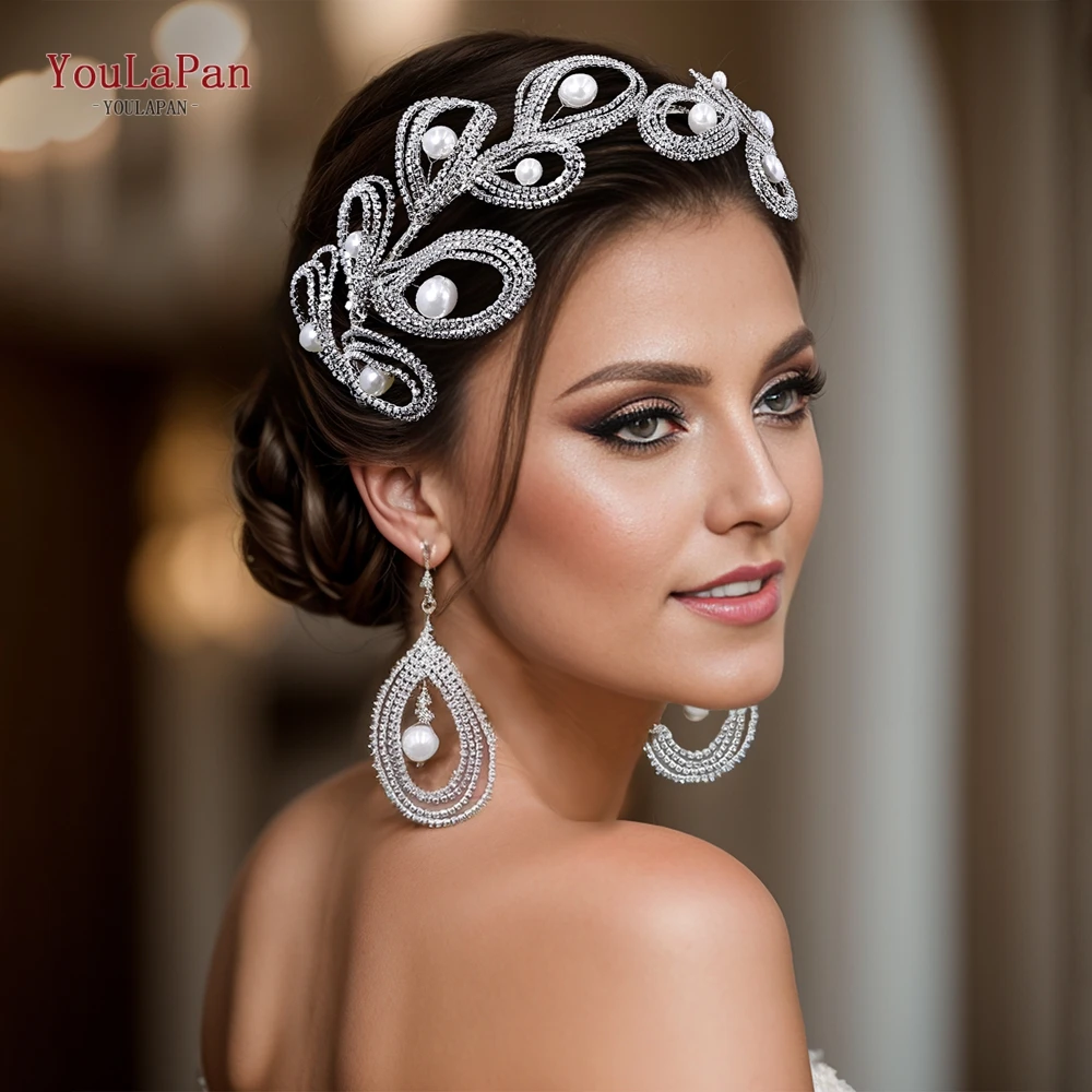 

TOPQUEEN Handmade Rhinestone Pearl Hair Band Headpieces Shining Accessories For Elegant Women Headpieces Accessories HP649