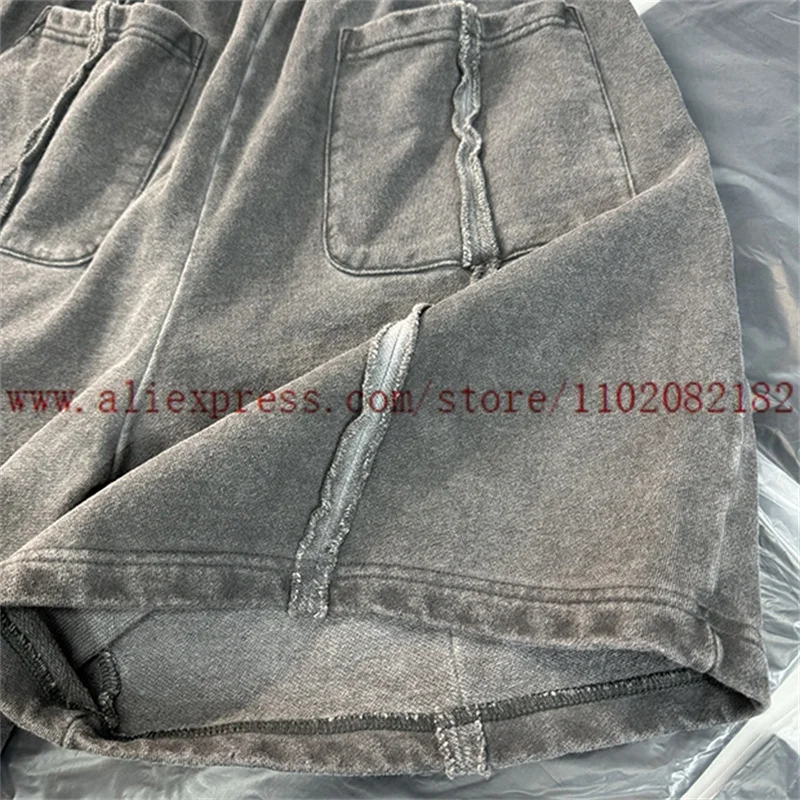 Schwerer Stoff Schläger Club bestickt gewaschene alte Shorts Männer Frauen High Street Spleißen Kordel zug Shorts Streetwear