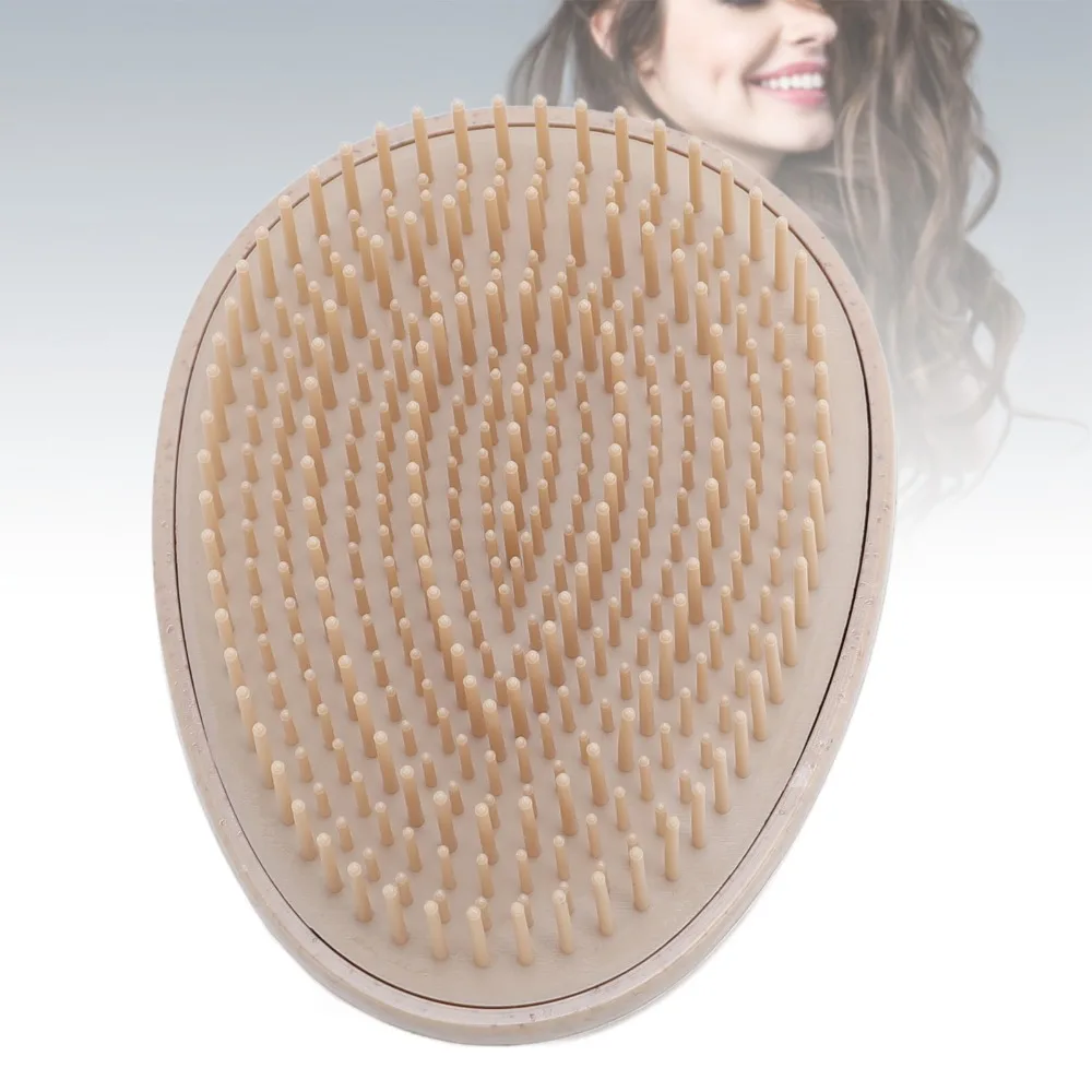 

4pcs Soft Teeth Egg Shape Hair Brush Round Handle ABS Material Multifunctional Massage Comb Long Short Teeth Yellow Color