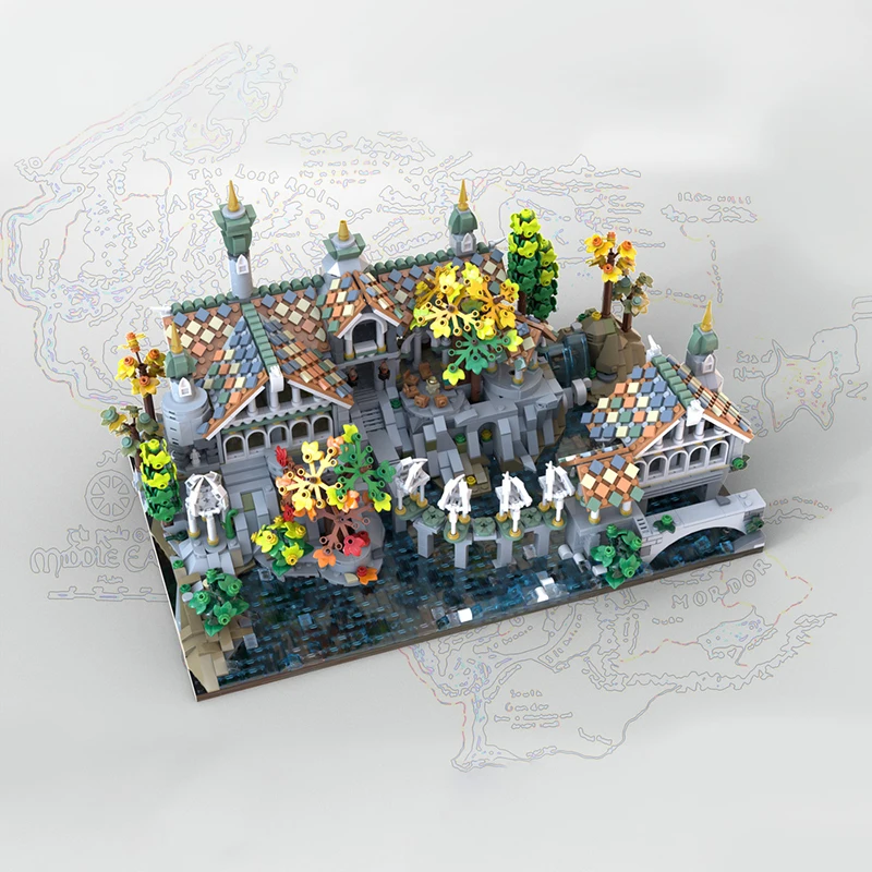 MOC Movies Lords Ringsed Scene Architecture Rivendell Model Building Blocks MOC-182098 Ideas Set Assemble Bricks Toys Gifts