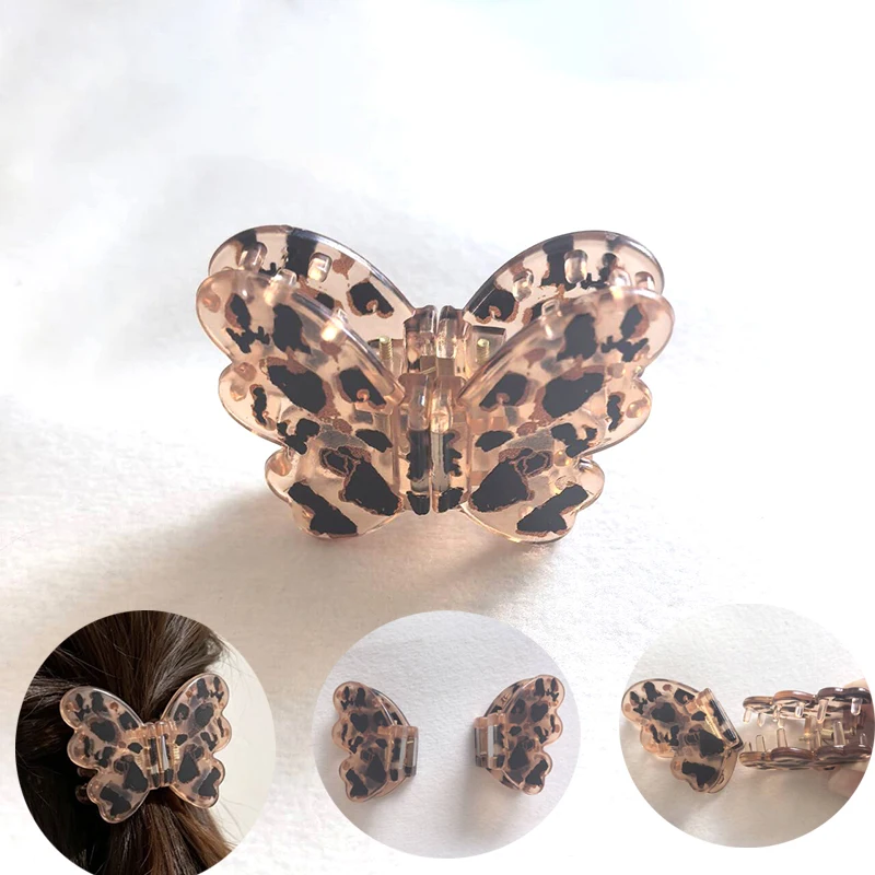 New 5.3cm Leopard Print Small Claw Clip Butterfly Magnetic Hair Clip For Women's Daily Wear Hair Accessories Tools
