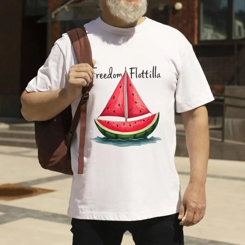 Watermelon Global Sumud Flotilla Shirt Unisex Casual Printed T-Shirt Vintage Classic Fashion Streetwear O-neck Short-sleev Tops