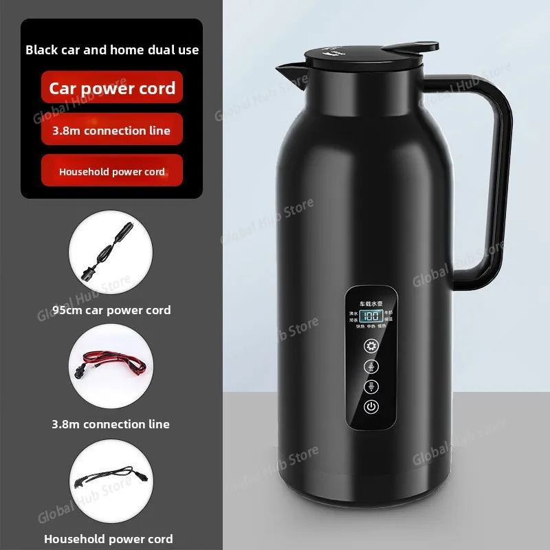 Vehicle-mounted Water Kettle, 12V and 24V Universal, Dual-purpose Large Capacity Water Boiling Cup for Small Cars and Trucks