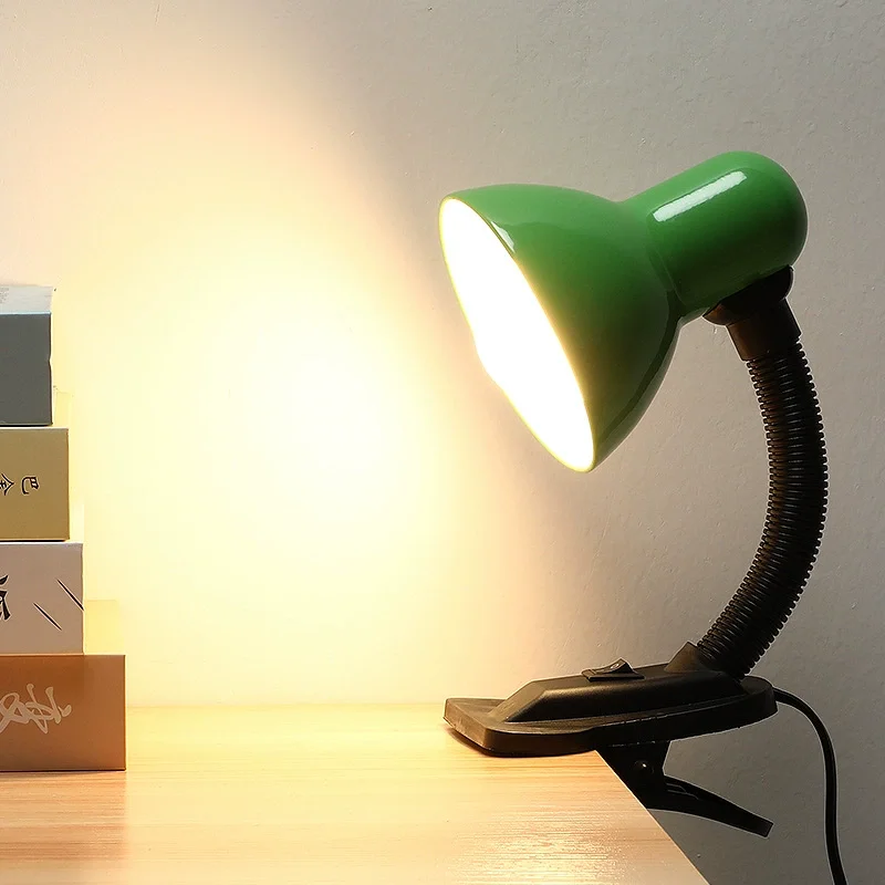 Lampa biurkowa LED E27 z portem śrubowym lampka nocna biurowa lampka do czytania do pielęgnacji oczu może klipsować się do sypialni łóżko lampki do nauki oświetlenia