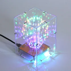 DIY Kit LED Light Cube Apple Ball Music Spectrum RGB Display Remote Control Creative Welding Skills Training Suite DC 5V