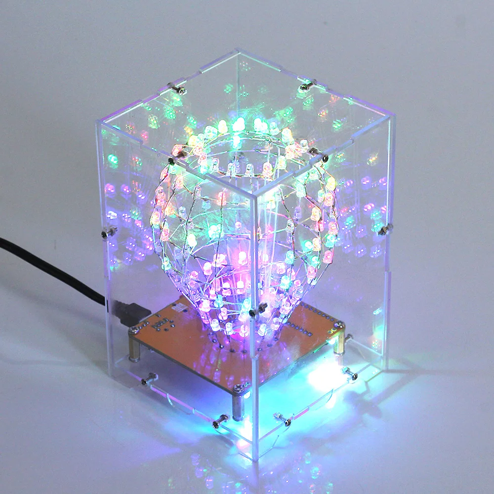 Zestaw do samodzielnego montażu LED Light Cube Apple Ball spektrum muzyki wyświetlacz RGB pilot kreatywny umiejętności spawalnicze zestaw szkoleniowy DC 5V