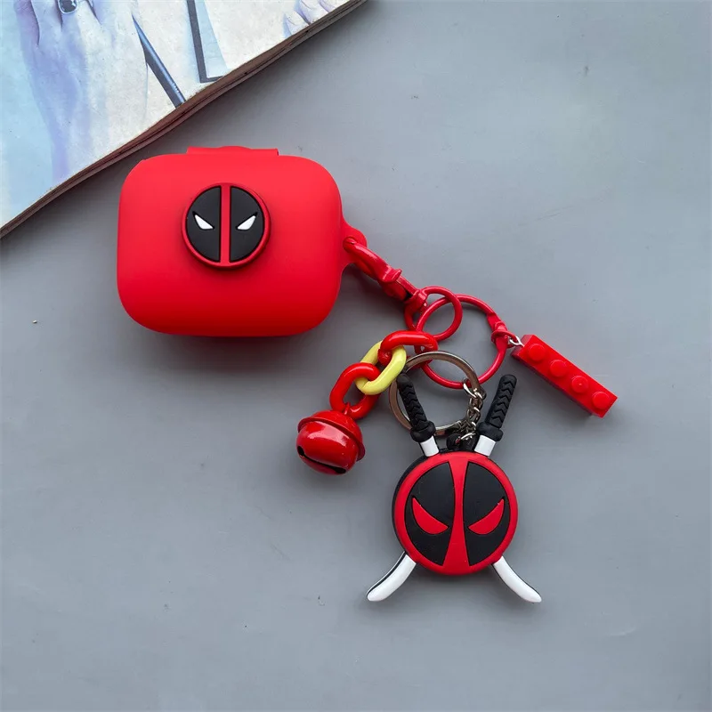 Desenhos animados Marvel Deadpool Fone de ouvido para Redmi Buds 5, capa protetora de silicone com chaveiro