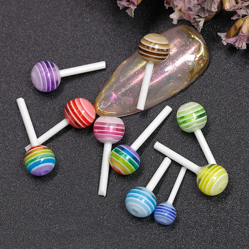 100 pezzi di lecca-lecca accessori per nail art parti di nastro ciondoli decorazione per unghie con fiocco lecca-lecca decorazioni in resina decorazioni