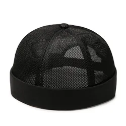 Spring Summer Retro Men Women Skullcap Hat Docker Sailor Mechanic Brimless Street Hip hop Cap Mesh Breathable Casual