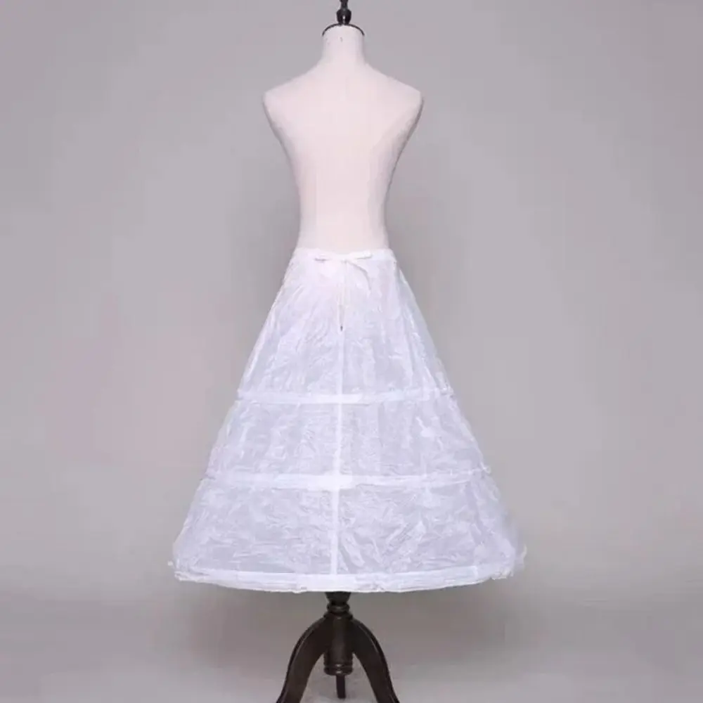 

High Quality A-line Petticoat New Adjustable Women Drawstring Bridal Crinoline White Wedding Accessories 3 Hoops Underskirt