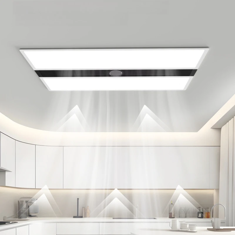 Integrated Ceiling All-in-One Fan Light Combo, Borderless Lighting Large Air Volume Ventilation Fan for Bathroom