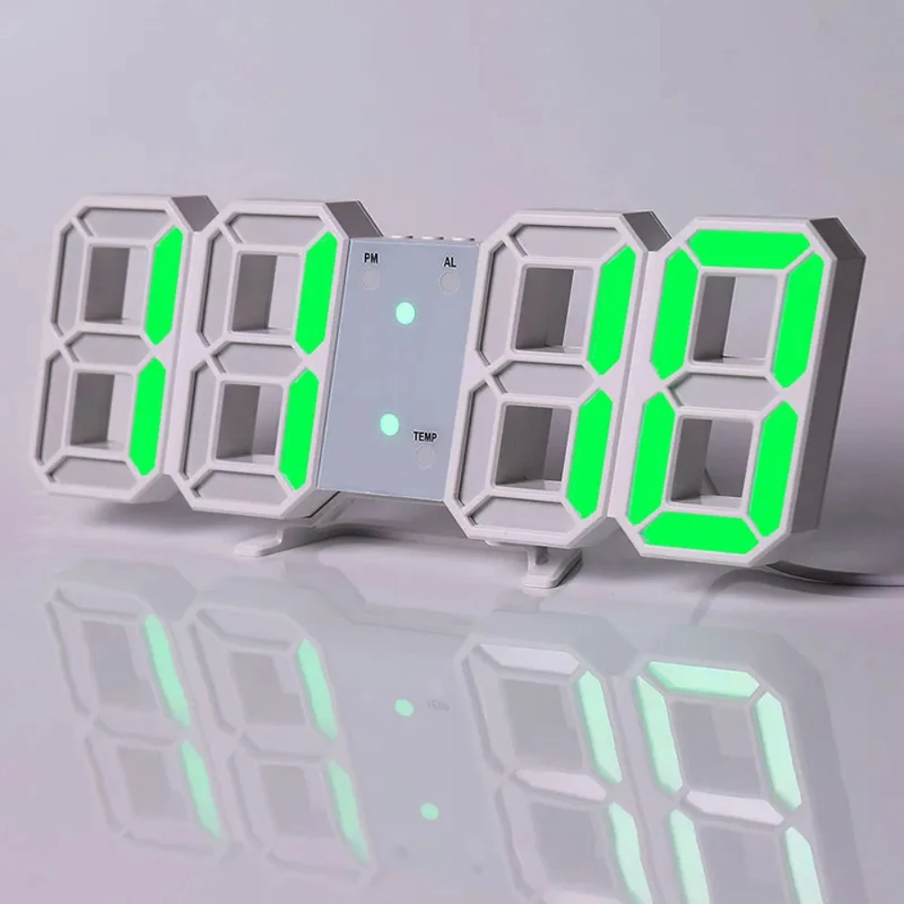Reloj despertador Digital LED 3D, reloj de pared, hora/fecha, hogar/Cocina/oficina, decoración de jardín decorativa para dormitorio