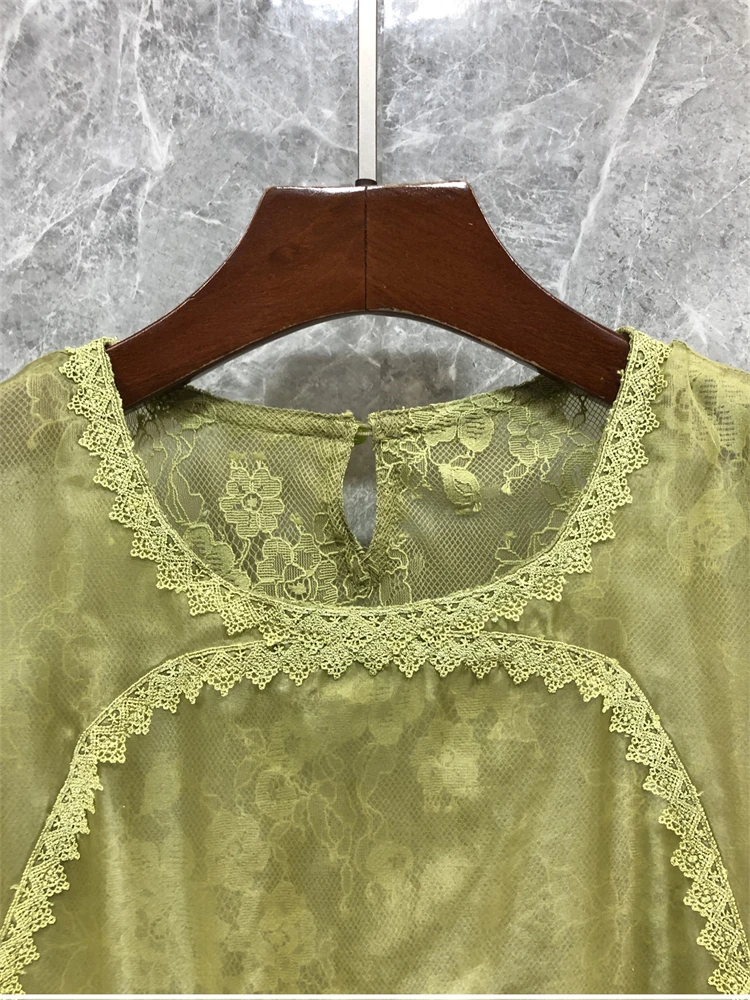 Zijde Geborduurd Kant Svel Ronde Ne Vest Dames Zomer Nieuwe Sle Faionable Veelzijdige Loose Fit Kleur Top