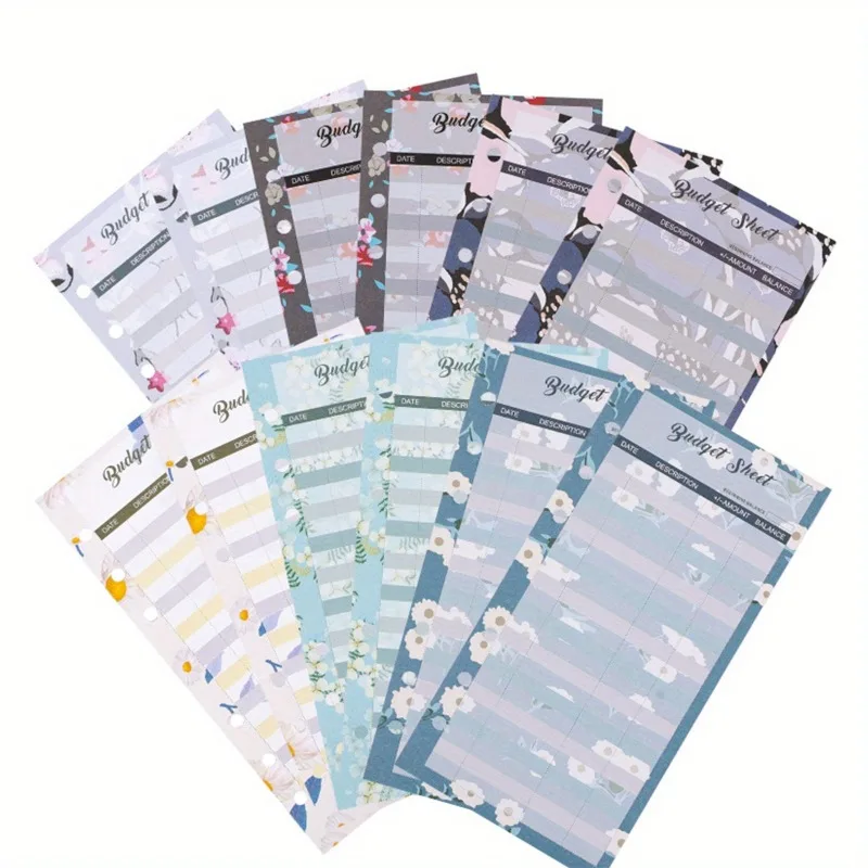 12pcs Budget Card A6 Binder Inserts Refillable Lined Paper For Cash Envelope System,Coupon Organizer Financial Planner