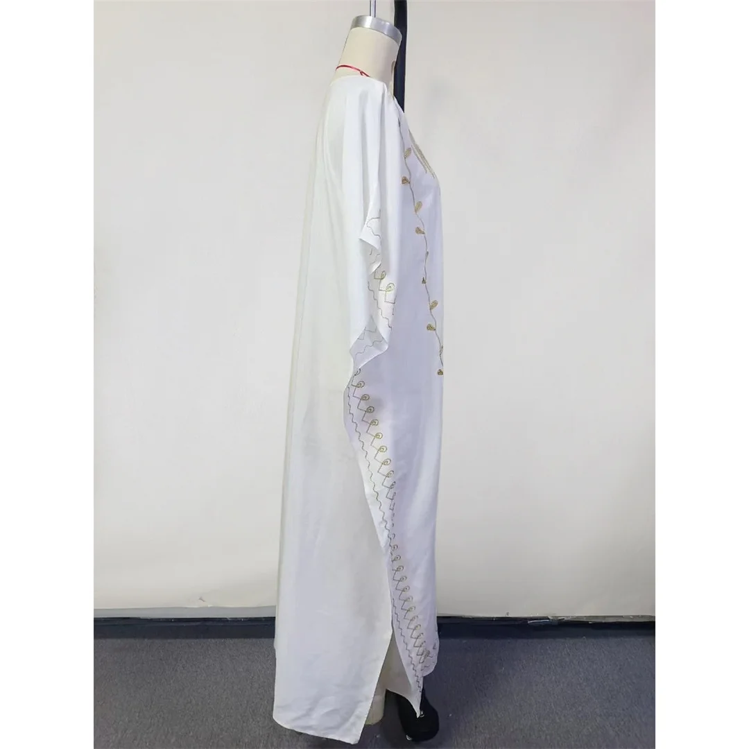 Bedrucktes Halbarm-Strickkleid mit V-Ausschnitt, Häkel-Strick-Tunika, Strand-Cover-Up, Strandkleid, Strandmode, Damen V8318 – Detail 12