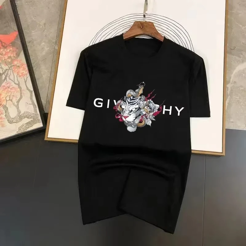 تي شيرت العلامة التجارية الفاخرة إلكتروني طباعة المتضخم الرجال القطن قصير الأكمام الصيف أزياء المرأة جولة الرقبة التي شيرت الهيب هوب الشارع تيز #1