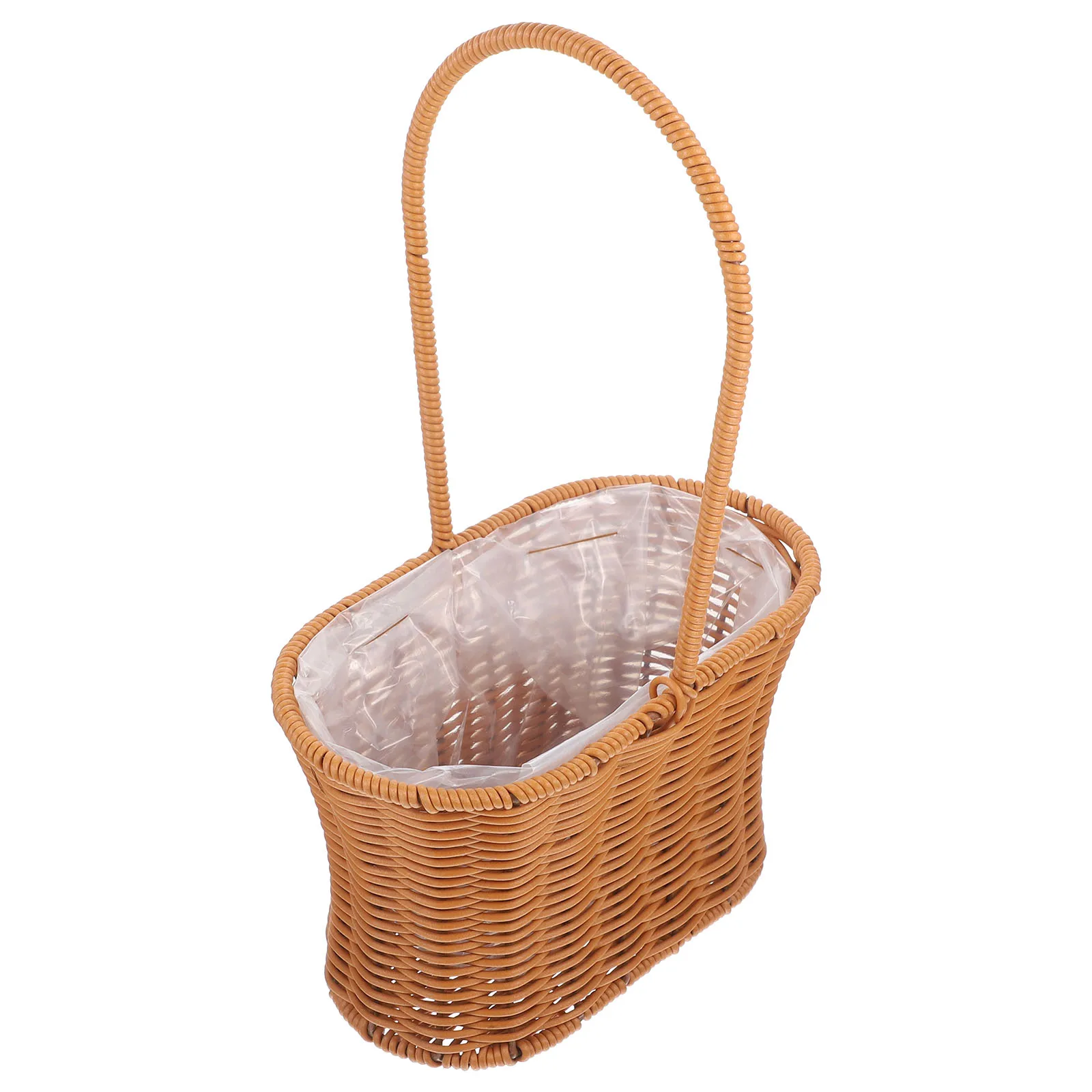 

Portable Woven Storage Basket With Handle Multi-Function Picnic Gift Basket For Wedding Party Daily Supplies Lightweight Snack