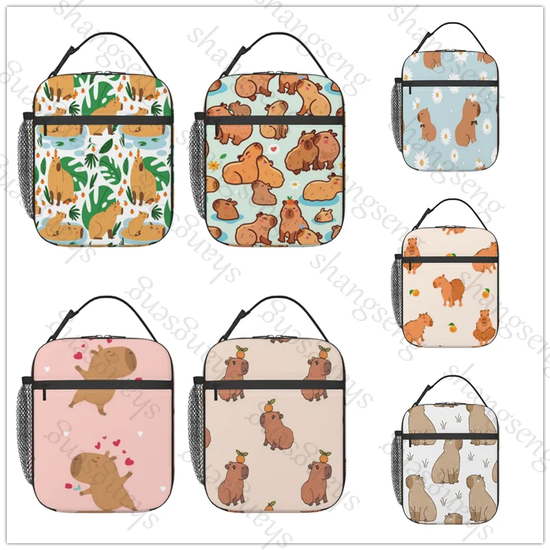 Lunch Bag insulated bag,student thickened waterproof Outdoor Travel Ice Pack, Picnic Bag Capybara Cartoon