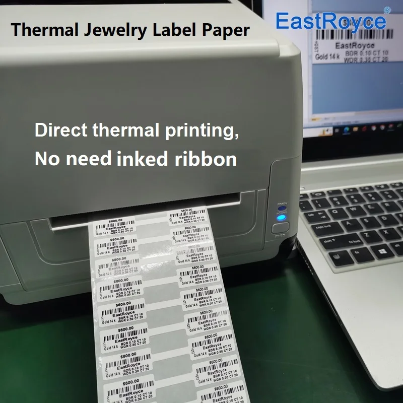 Direct Thermal Printing Jewelry Labels 70x25 70x30 75x25 75x30 60x20 Blank Printable Price Tags for Ring/Necklace/Earrings