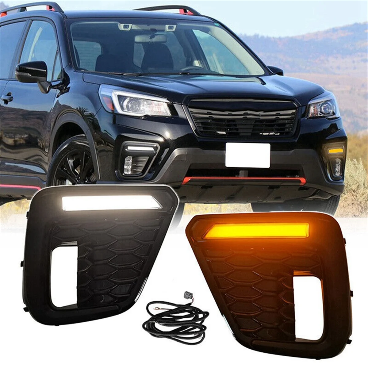 Para 2019-2021 carro led luz de circulação diurna sinal de volta drl lh rh
