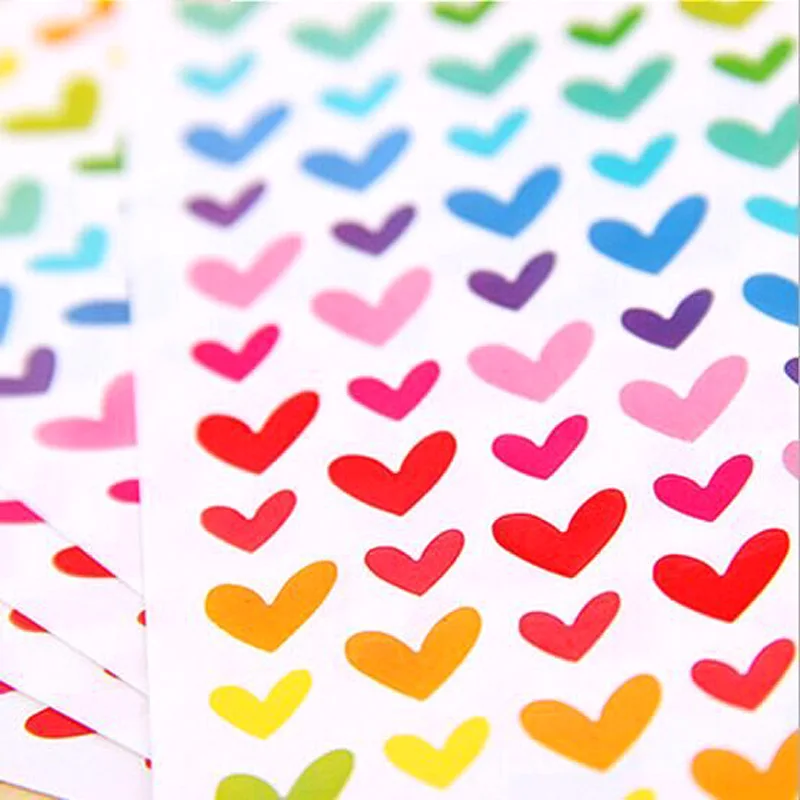 6 psc/lot Colorful cute decoration Sticker Post Sticker Paste Photo album Love shape Wall stickers candy color