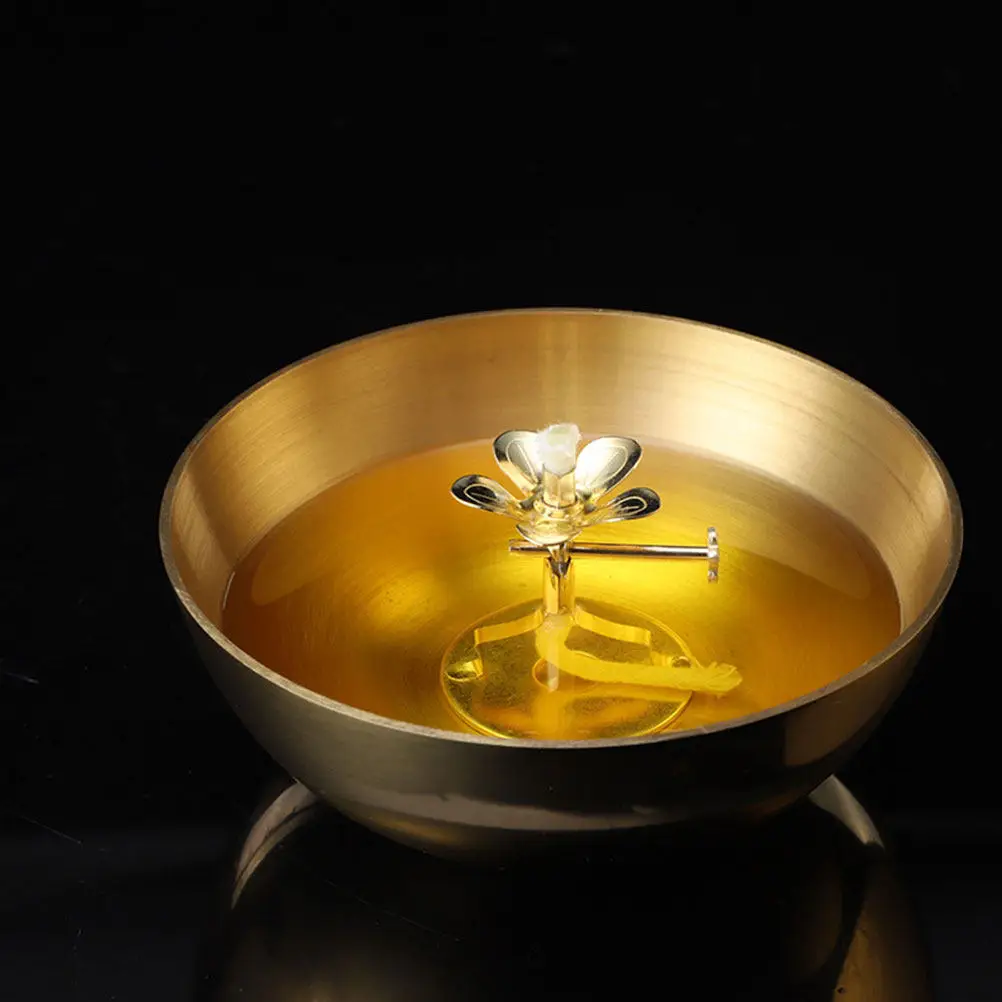 Windproof Oil Lamp Wick Holder Set – 2pcs Alloy Butter Lamp Stand for Buddhist Altar & Temple Decoration