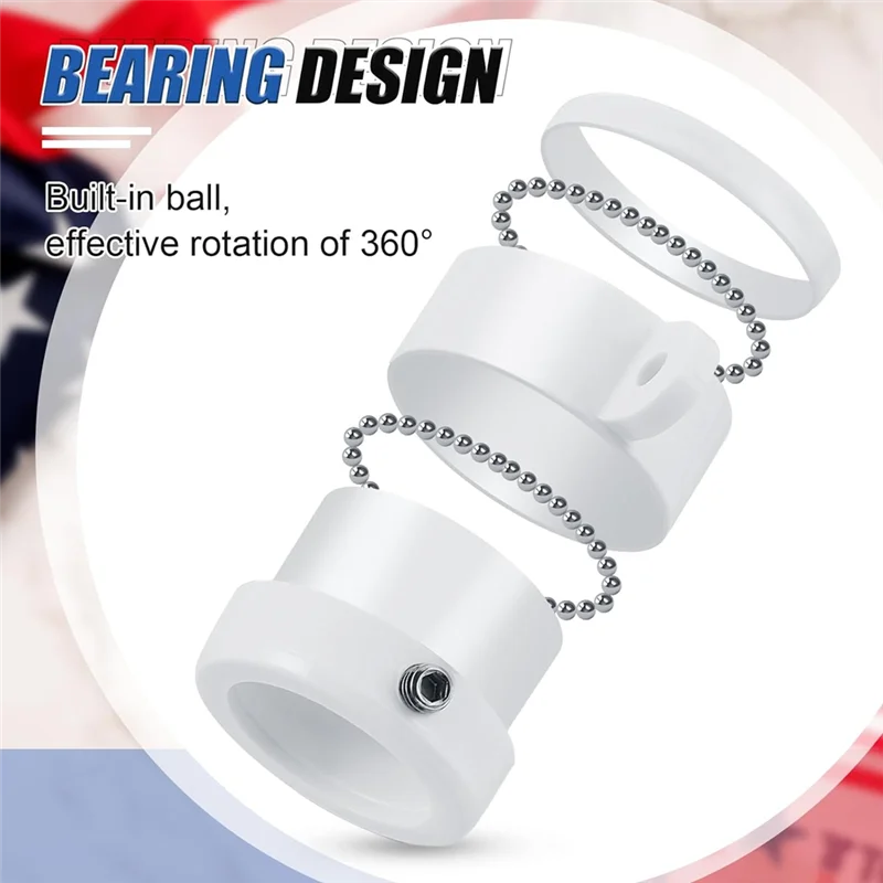 LICE-8Pcs Plastic Flag Pole Rings With Bearings 360 Degree Rotating Anti Wrap Flag Mounting Ring For 0.76-1.0In Flag Pole