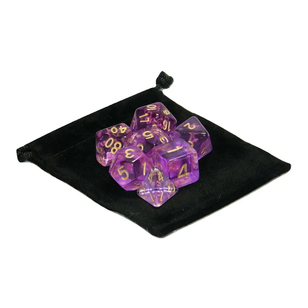 Number Dice Toys Multi Sided Acrylic Set for Educational Puzzle Board Games with Carry Pouch