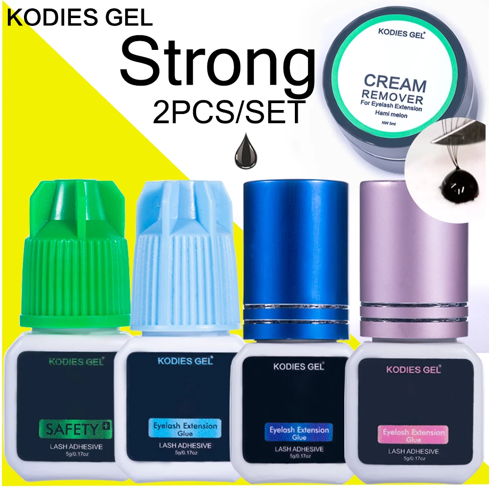 KODIES GEL 2 PCS Glue False Eyelash Extension Supplies Extra Strong Eye Lash Glue Adhesives Cream Remover Makeup Accessories