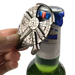 Vintage Spaceship Bottle Opener MovieMillennium Falcon Key Chain Badge Bar Kitchen Accessories Souvenir Gift Spaceship Key Ring