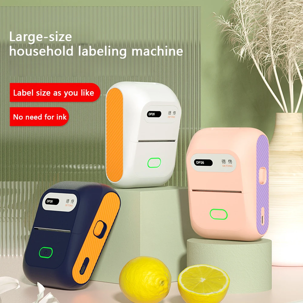 DETONGER DP26 Label Maker Portable Bluetooth Thermal Label Printer For Barcode Food Clothing Jewelry Retail Use