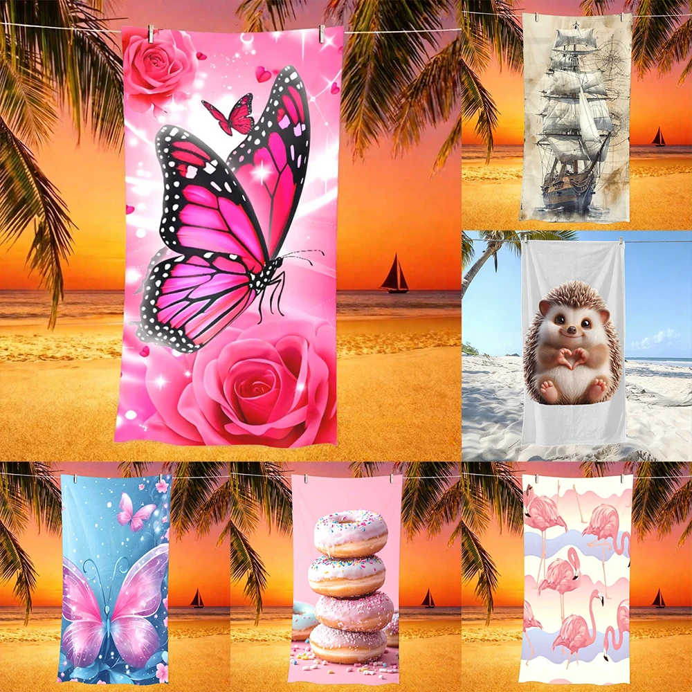 1PC Flamingo Print Beach Towel Suitable for yoga, swimming, camping, big bath towels, essential travel accessories