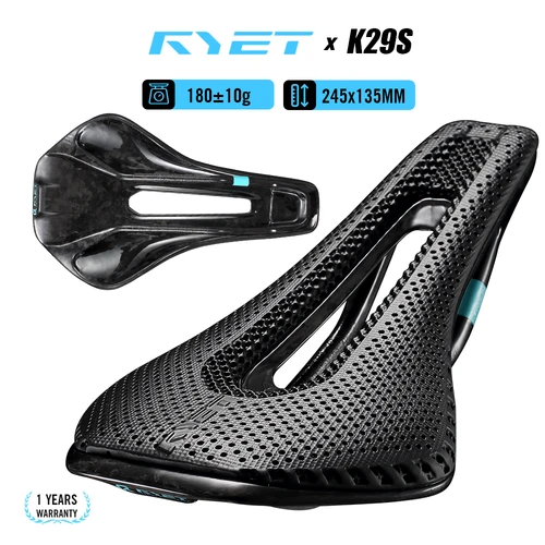 Imagen 1 del producto RYET-sillín de bicicleta de carbono con estampado 3D, 245x135/145mm para bicicleta de carretera de grava MTB, sillín de carreras ergonómico, asiento de ciclismo de tecnología hueca