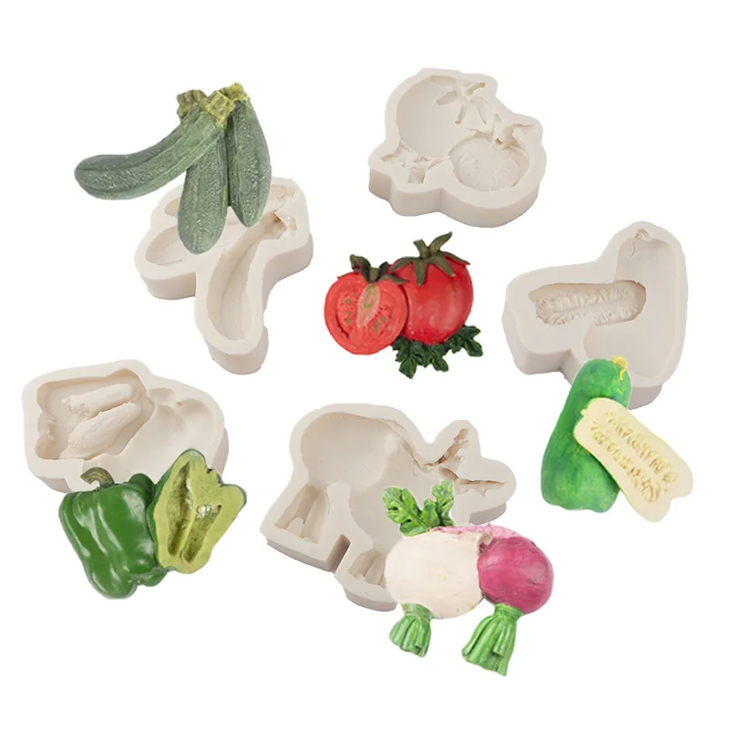 Mirosie Simulation Vegetable Series Silicone Molds Pea Mushroom Chili Chocolate Fondant Cake Mold Epoxy Resin Molds Cake Decor