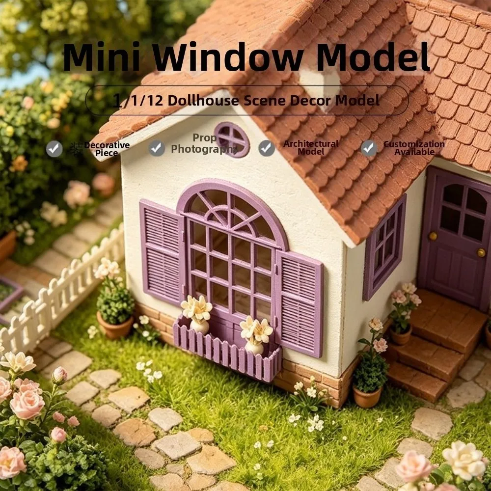 1:12 Dollhouse Miniature Model Window Retro Hollow Out European Style Door Frames Furniture Decor Mini Multicolors