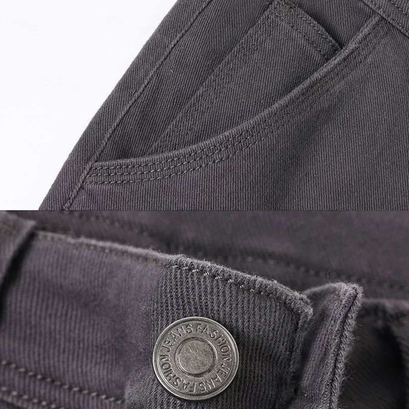 Мужские осенне-зимние модные облегающие джинсы, мужские свободные прямые повседневные эластичные джинсовые брюки, универсальные брюки