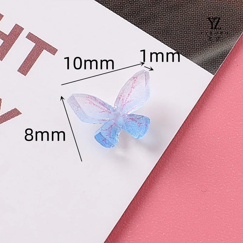 5Pcs Trend Gradient Pink Purple Resin Butterfly Pendant Charms for Earring Bracelet Making DIY Jewelry Accessory Finding