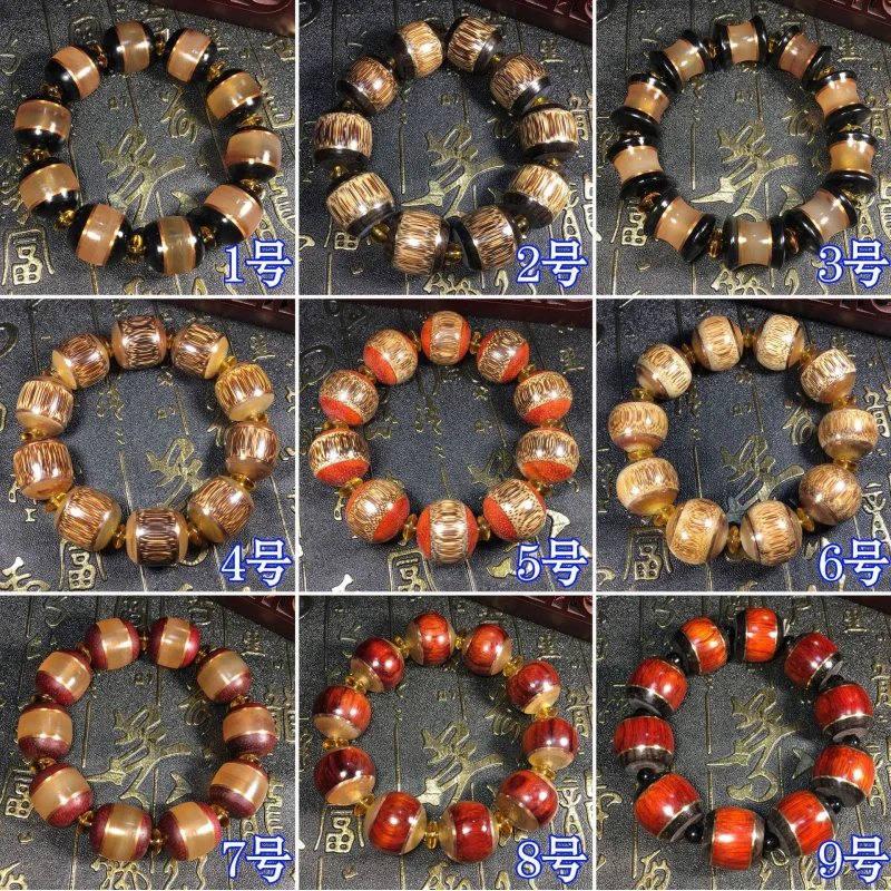 

Gold silk , with ebony bracelet, horn inlaid