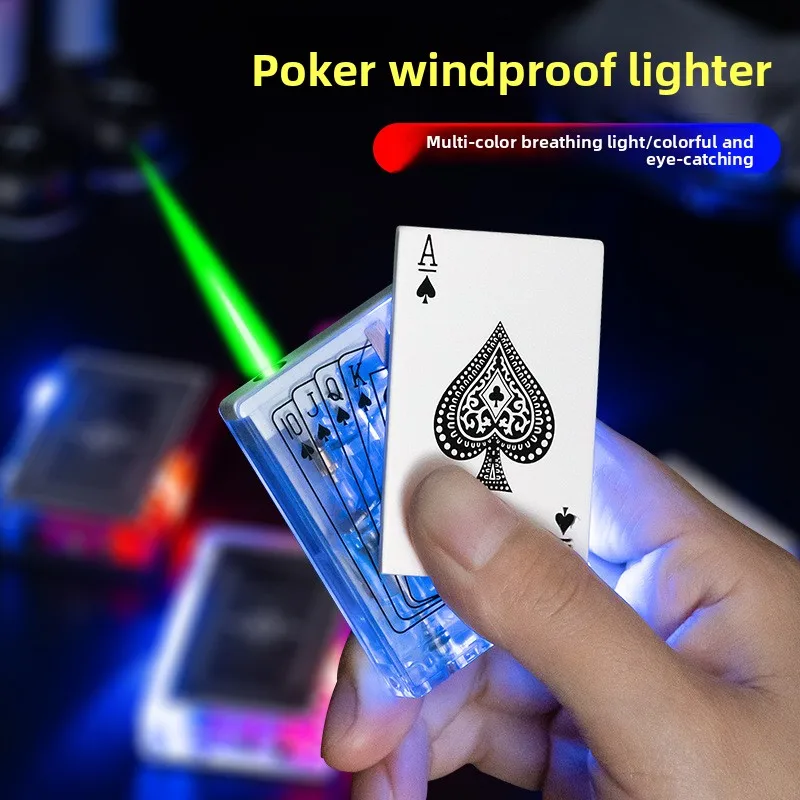 

Transparent Poker Lighter Trendy with Mirror Flash Windproof