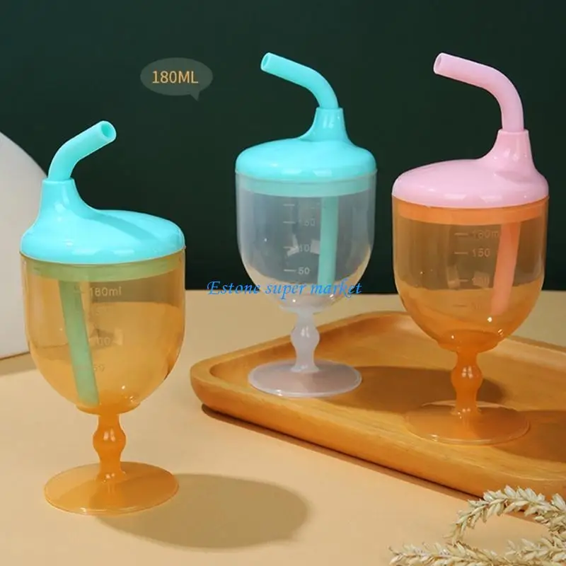 

090B Easy Grip Toddler Training Cup No Spill 180ml High Footed Baby Leaning Cup